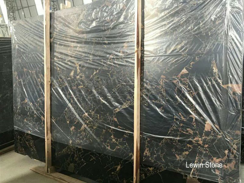 Home Design Portopo Black Gold Marble Slab & Tiles