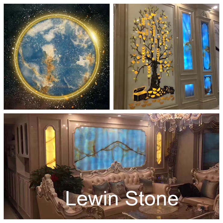 Natural Polished Marble Blue Onyx Marble Slab Onyx Stone Slab