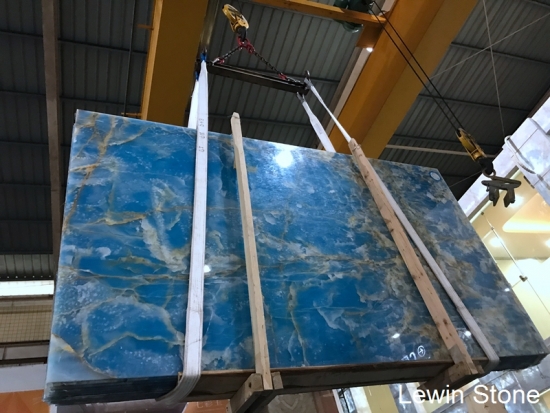 Natural Polished Marble Blue Onyx Marble Slab Onyx Stone Slab