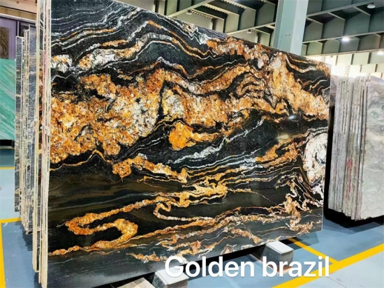 Golden brazil marble slabs