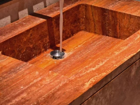 Red Travertine Sink