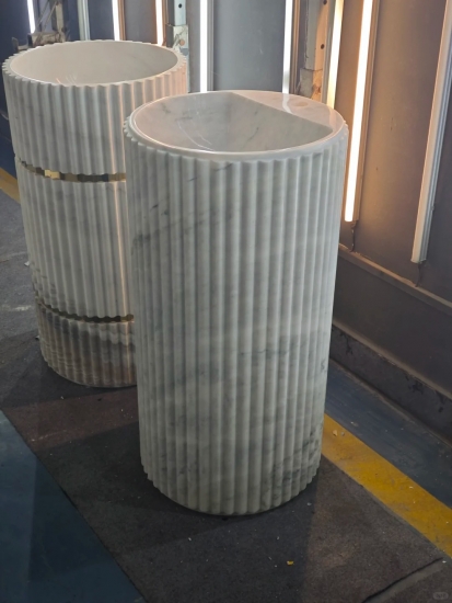 white, round, sink , pedestal,